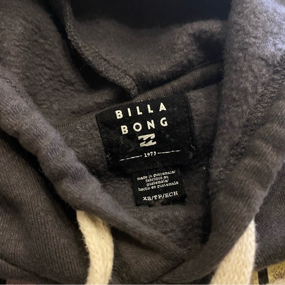 Billabong Dark Grey Black Classic Drawstring Sweatshirt Hoodie - Picture 4 of 5